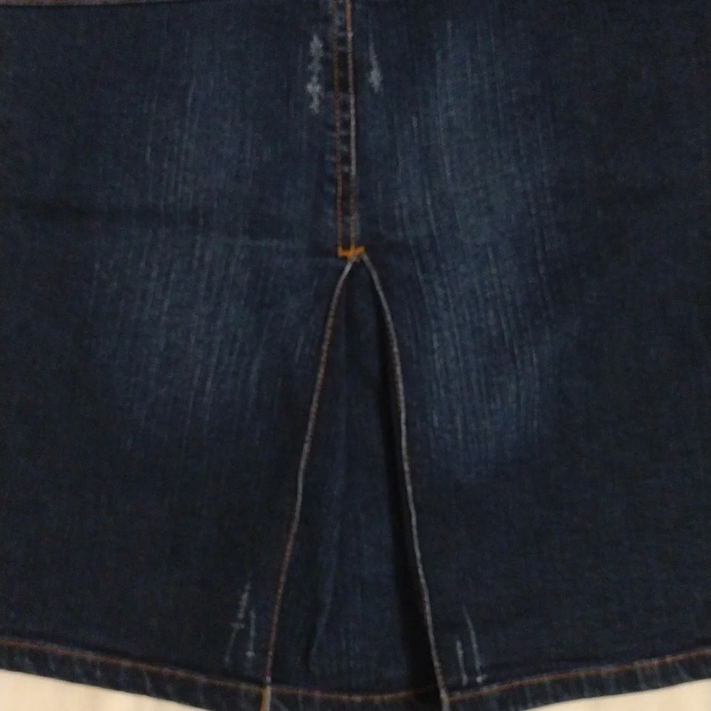 Dolce & Gabbana D&G Dark Wash Distressed Denim Mini Skirt Small Designer Trendy